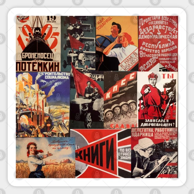 Soviet Socialist Propaganda Poster Collage Sticker by EdenLiving